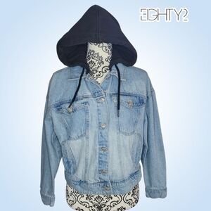 EIGHTYTWO Cropped Denim Jacket With Hood - Small